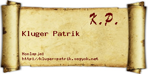 Kluger Patrik névjegykártya